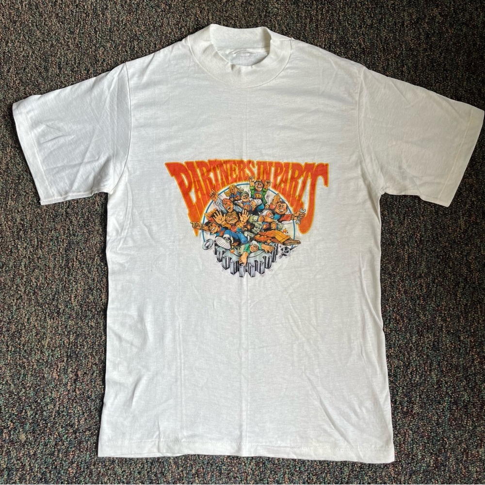 Vintage White and Orange Short Sleeve Tee